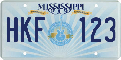 MS license plate HKF123