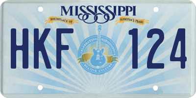 MS license plate HKF124