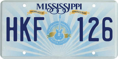 MS license plate HKF126
