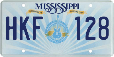 MS license plate HKF128