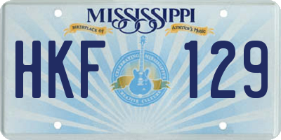 MS license plate HKF129