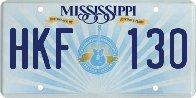 MS license plate HKF130