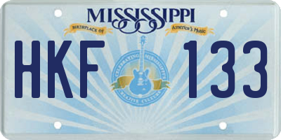 MS license plate HKF133