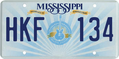 MS license plate HKF134