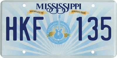 MS license plate HKF135