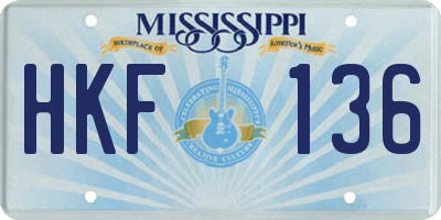MS license plate HKF136