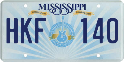 MS license plate HKF140