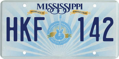 MS license plate HKF142