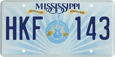 MS license plate HKF143