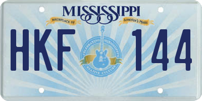 MS license plate HKF144