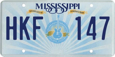 MS license plate HKF147