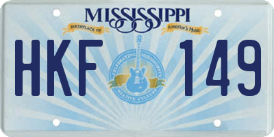 MS license plate HKF149