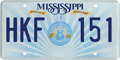MS license plate HKF151