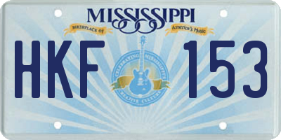 MS license plate HKF153
