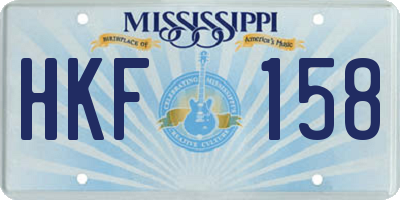 MS license plate HKF158