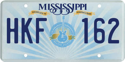 MS license plate HKF162