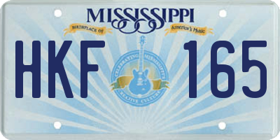 MS license plate HKF165