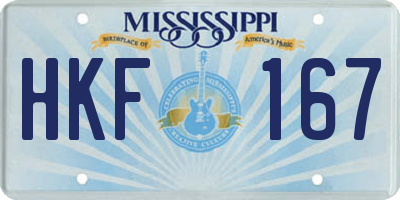 MS license plate HKF167