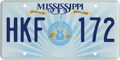 MS license plate HKF172
