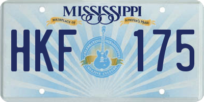 MS license plate HKF175