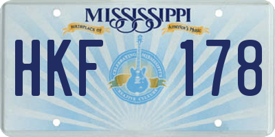 MS license plate HKF178