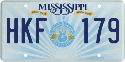 MS license plate HKF179