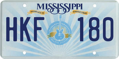 MS license plate HKF180