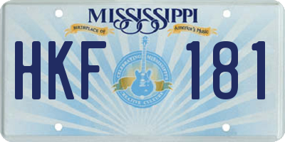 MS license plate HKF181