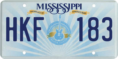 MS license plate HKF183