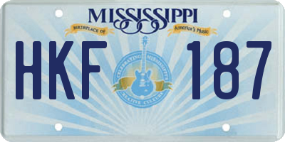MS license plate HKF187