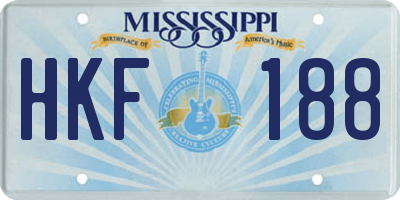 MS license plate HKF188