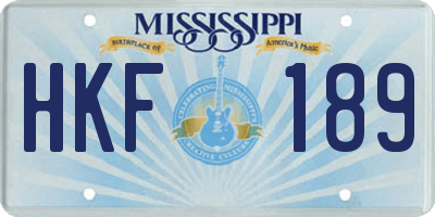 MS license plate HKF189