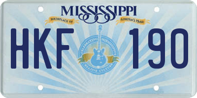 MS license plate HKF190