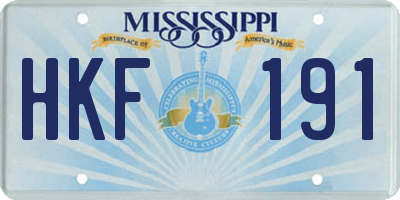 MS license plate HKF191