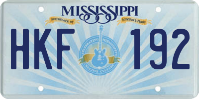 MS license plate HKF192