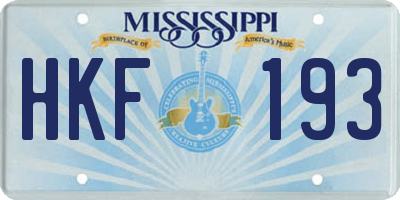 MS license plate HKF193