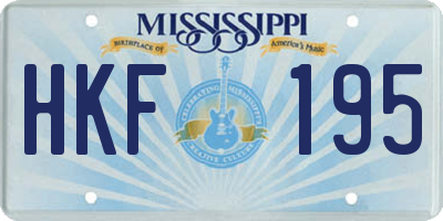 MS license plate HKF195