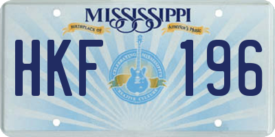 MS license plate HKF196