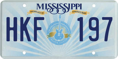 MS license plate HKF197