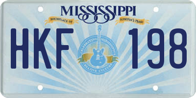 MS license plate HKF198