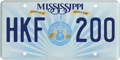 MS license plate HKF200