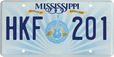MS license plate HKF201