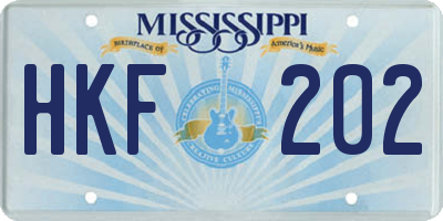 MS license plate HKF202