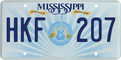 MS license plate HKF207