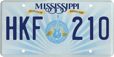 MS license plate HKF210
