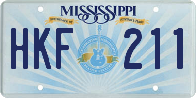 MS license plate HKF211