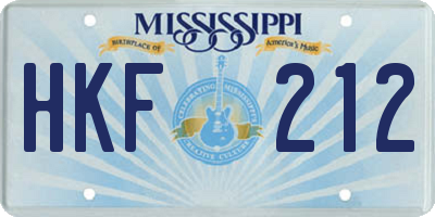 MS license plate HKF212