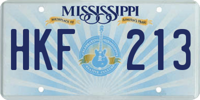 MS license plate HKF213