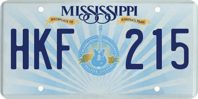 MS license plate HKF215
