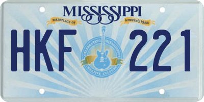MS license plate HKF221